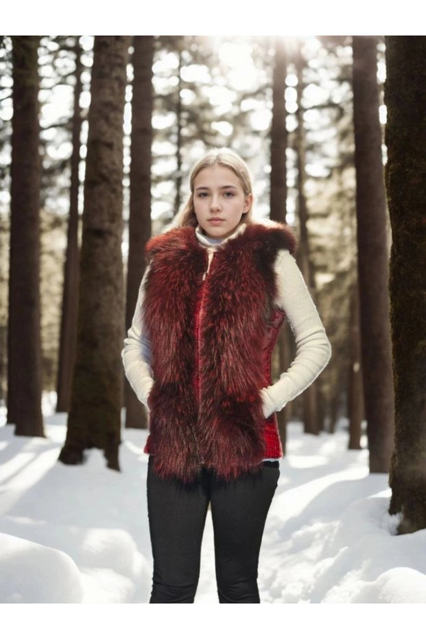 Marchè Bien Women's Premium Natural Fur Sleeveless Vest - Fuchsia