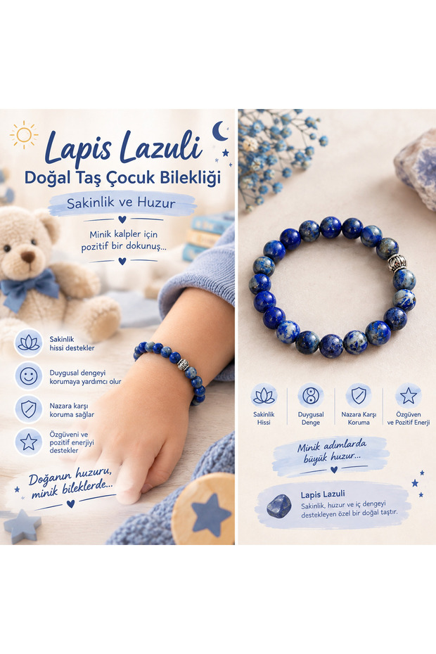 Lapis Lazuli Natural Stone Children's Bracelet – Calmness and Peace Themed