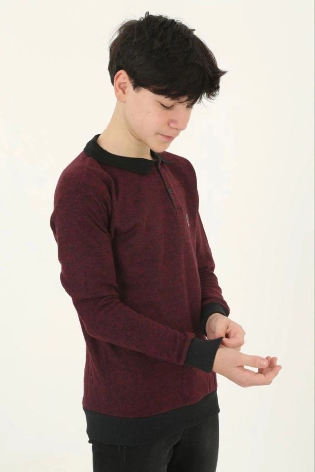 Marchè Bien Children's Thessaloniki Collar Embroidered Sweater - Red
