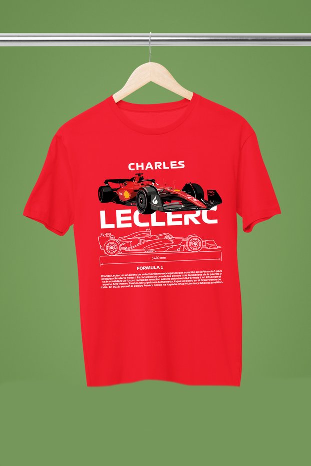 Charles Leclerc Printed Cotton Short Sleeve Regular Fit F1 T-Shirt