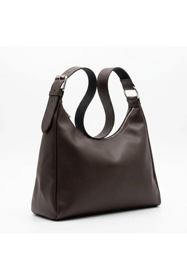 34×20 cm Brown Women's Shoulder Bag – Stylish Hand & Shoulder Bag with Silver Metal Detail