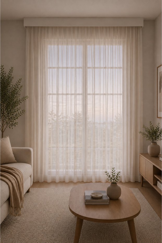 Natural, Iron-Free Living Room, Living Room Tulle Curtain, Premium Quality Istanbul