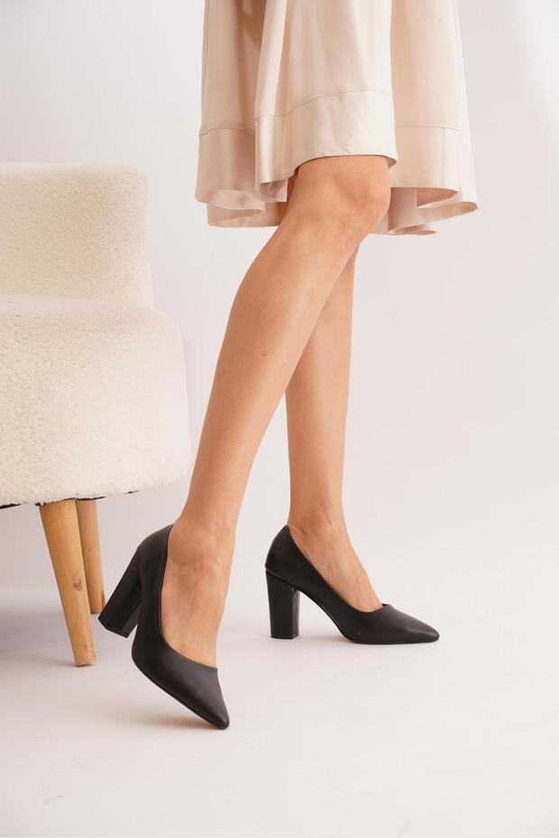 Sertes flat dova high heeled women's shoes black leather