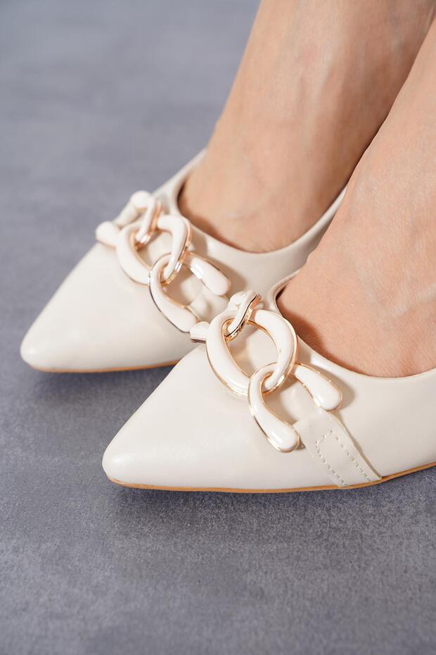 Huly Women's Stiletto Beige Skin with Buckle