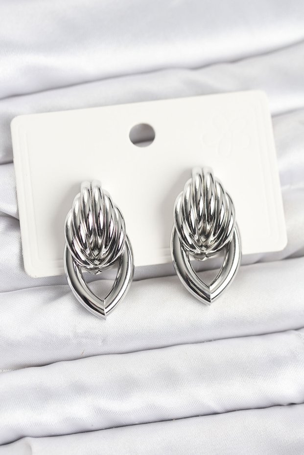Brass Silver Color Spiral Drop Model Vintage Women's Earrings