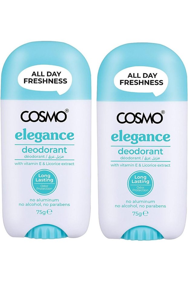 Cosmo Body Care Elegance Deodorant Stick For Women & Men 75g Pack Of 2 | Vitamin E & Licorice Extract | Long Lasting | Underarm Odor Protect | No Aluminum | No Alcohol | All Day Fresh | All Skin Types