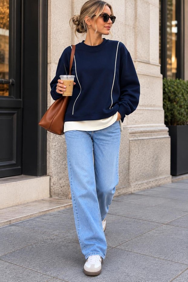 Women's Oysho Fabric Crew Neck Top with Side Zipper Detail