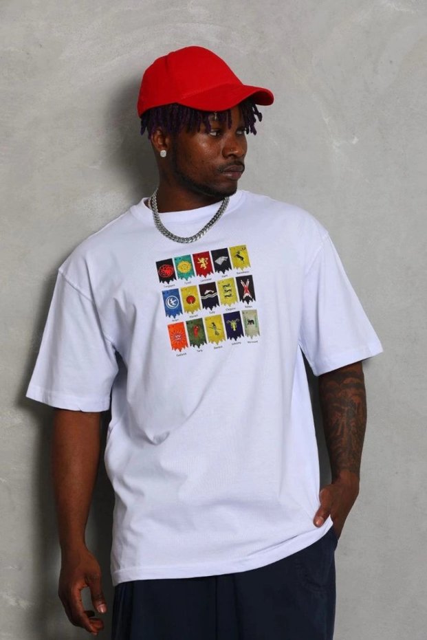 Men's Short Sleeve Printed Crew Neck T-Shirt - White