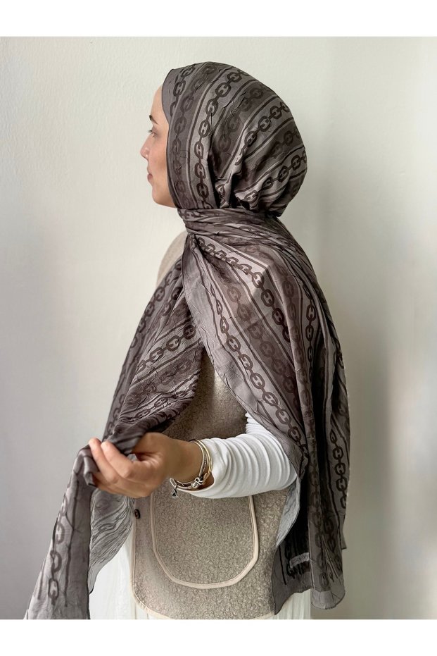 Chain Pattern Kraş Shawl - Smoked