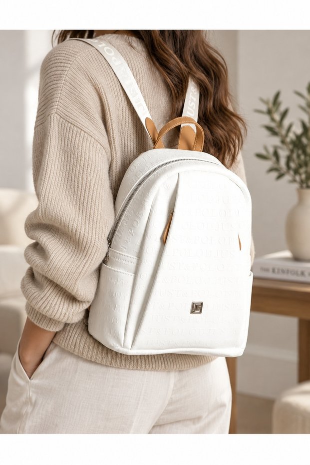 White Tan 4040 Original Women's 9-Piece Medium Size Backpack 31X29 cm