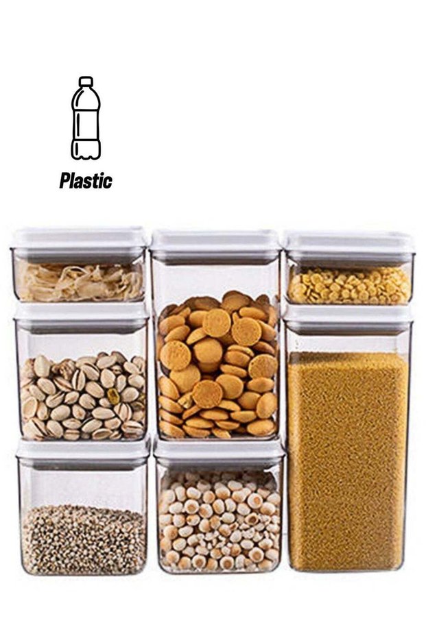 Food, 7 Pack Storage Containers with Lids, BPA-Free Plastic Meal Prep Set, Leak Proof and Freezer Safe, Includes Labels and Marker