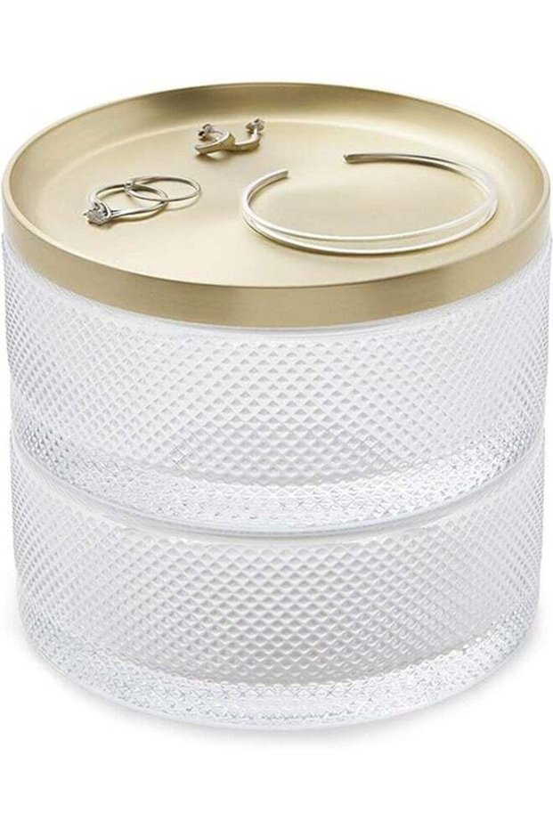 Jewelry Box, Two-Tier Organizer, Modern Design, for Rings, Necklaces, Earrings, Bracelets, Display Case, Stand Holder Tray, Gifts for Women and Girls
