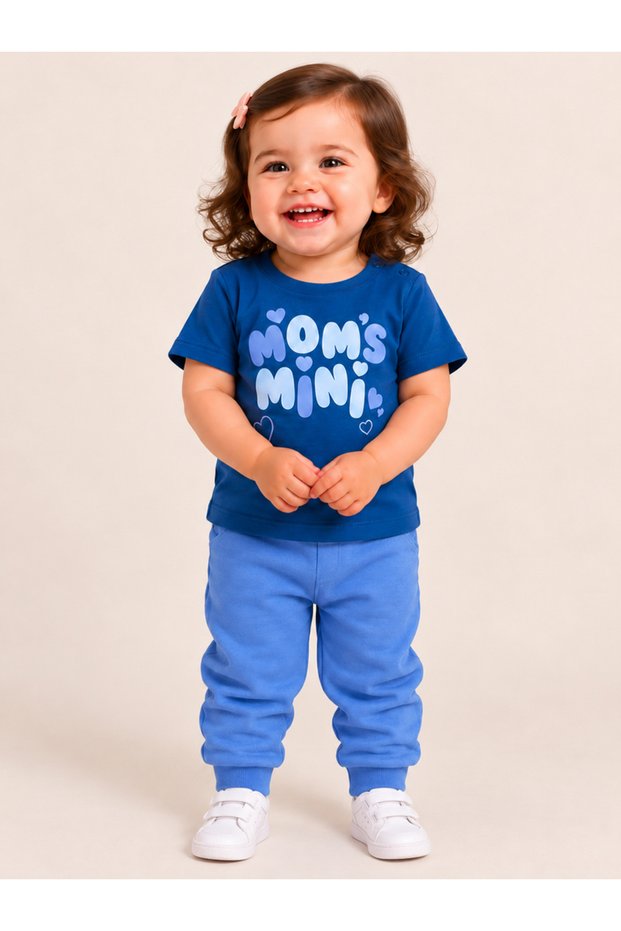 Baby Girl Navy Graphic Cotton T-Shirt