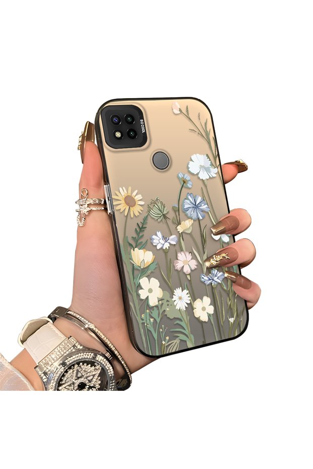 Redmi 9C/10A Compatible Retro Wild Flowers Patterned Phone Case Shockproof Case