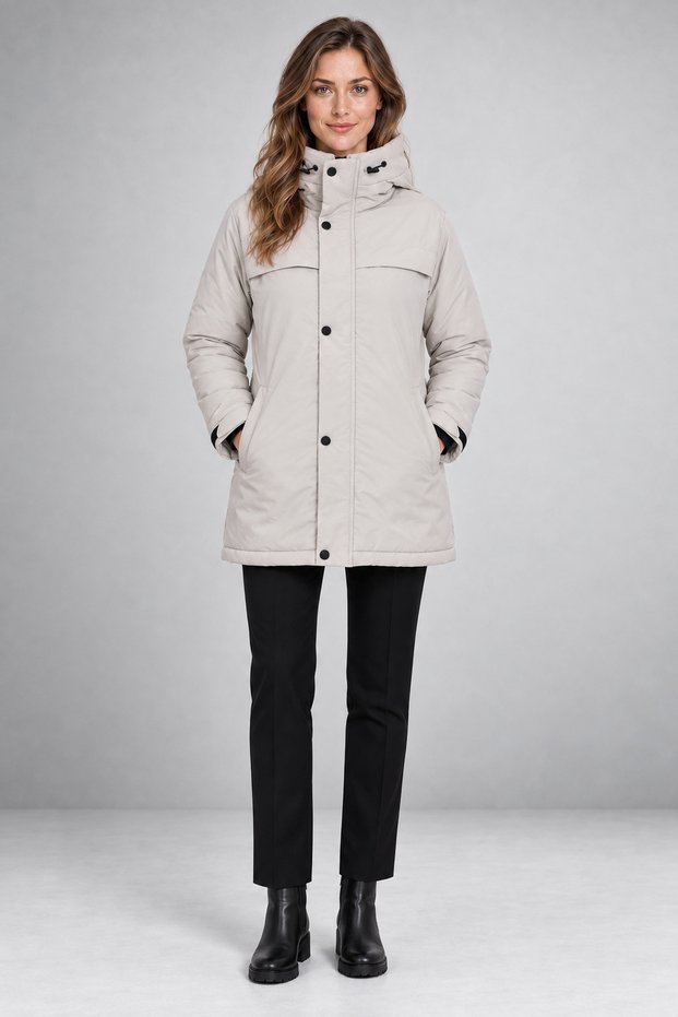 Women's Stone Windproof Hooded Winter Coat & Parka