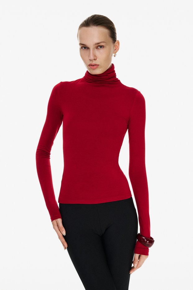 Turtleneck Fitted Blouse