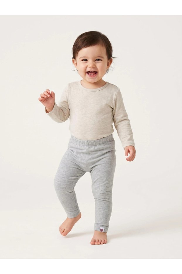 Baby Girls Grey Full Length Leggings with Badge