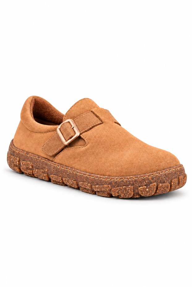 Adelina Genuine Suede Women's Casual Shoes with Large Buckle