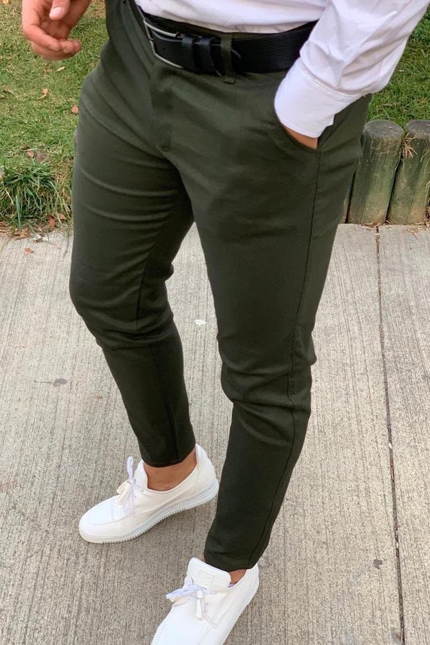 Men's Khaki Chino Pants Slim Fit Narrow Leg