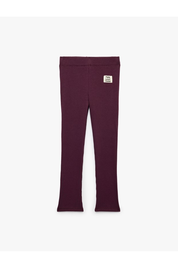 Ribbed Cotton Leggings with Elastic Waistband