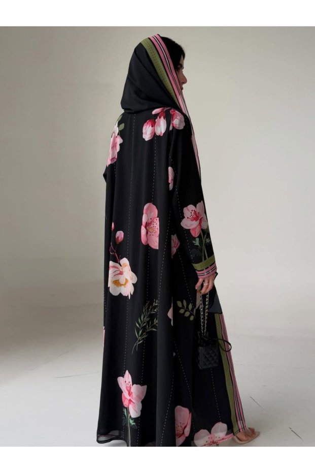 Foral print long abaya (including headscarf)