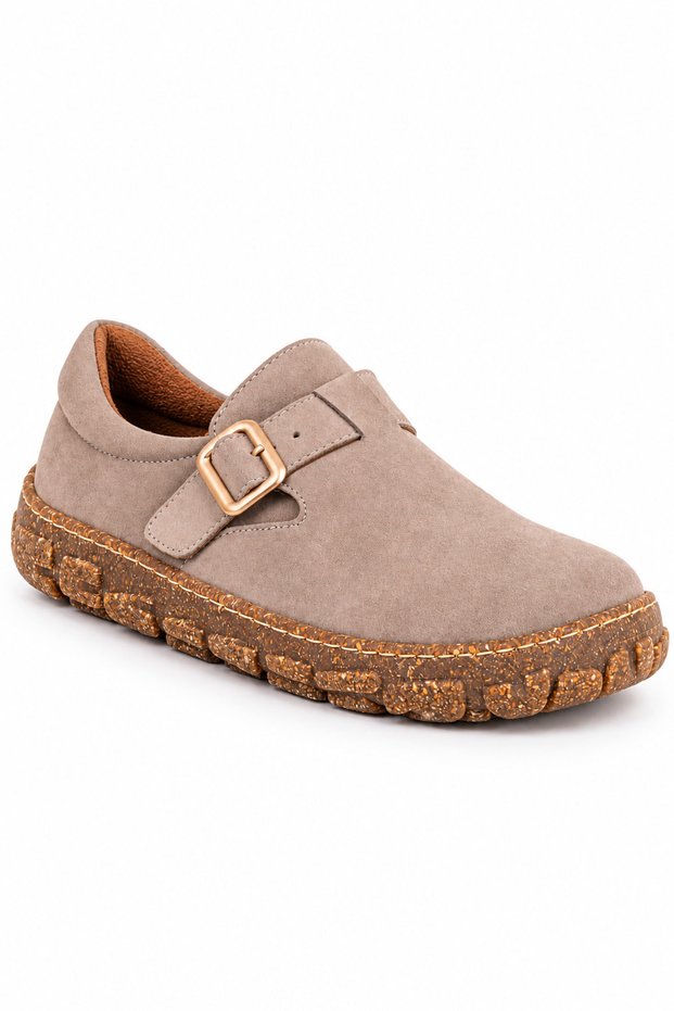 Adelina Genuine Suede Women's Casual Shoes with Large Buckle