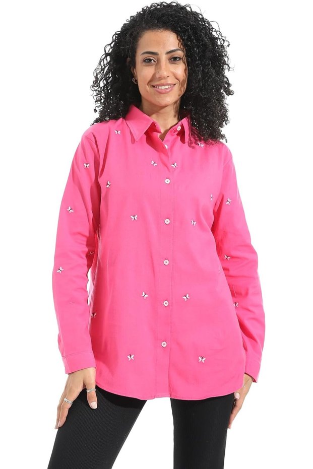 Womens Turned Down Collar Button Closure Modern