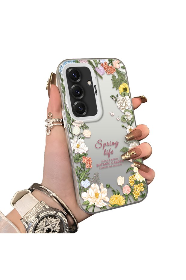 Samsung Galaxy S25 Compatible Floral Frame Patterned Phone Case Botanic Garden