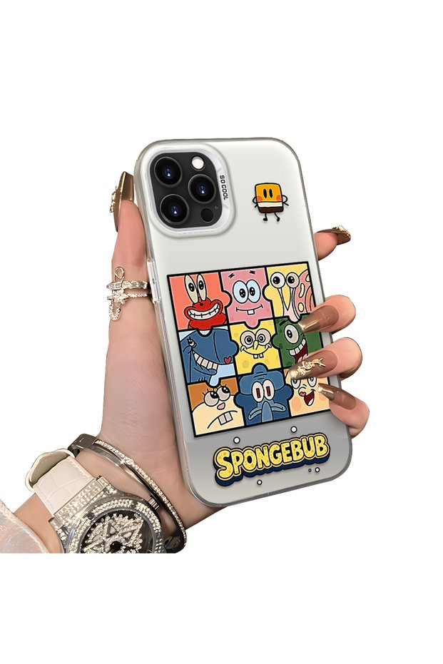 iPhone 15 Pro Compatible Puzzle Character Collage Pattern Phone Case Shockproof