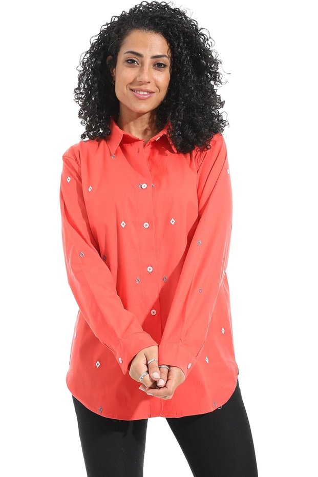 Womens Turned Down Collar Button Closure Modern