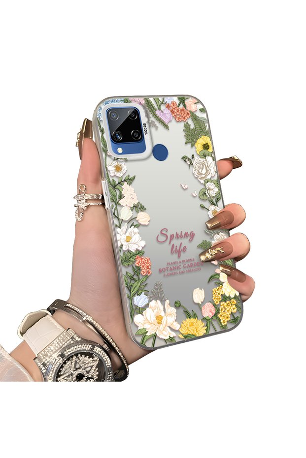 Realme C15/C25/C25S Compatible Flower Frame Patterned Phone Case Botanic Garden