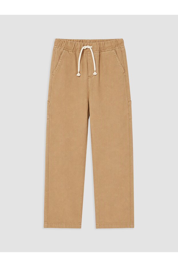 Beige Boys' Gabardine Cargo Pants