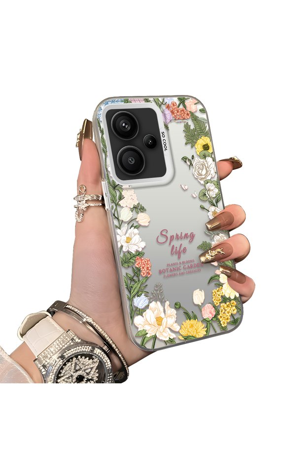 Redmi Note 13 Pro Plus+ 5g Compatible Flower Frame Patterned Phone Case Botanic Garden