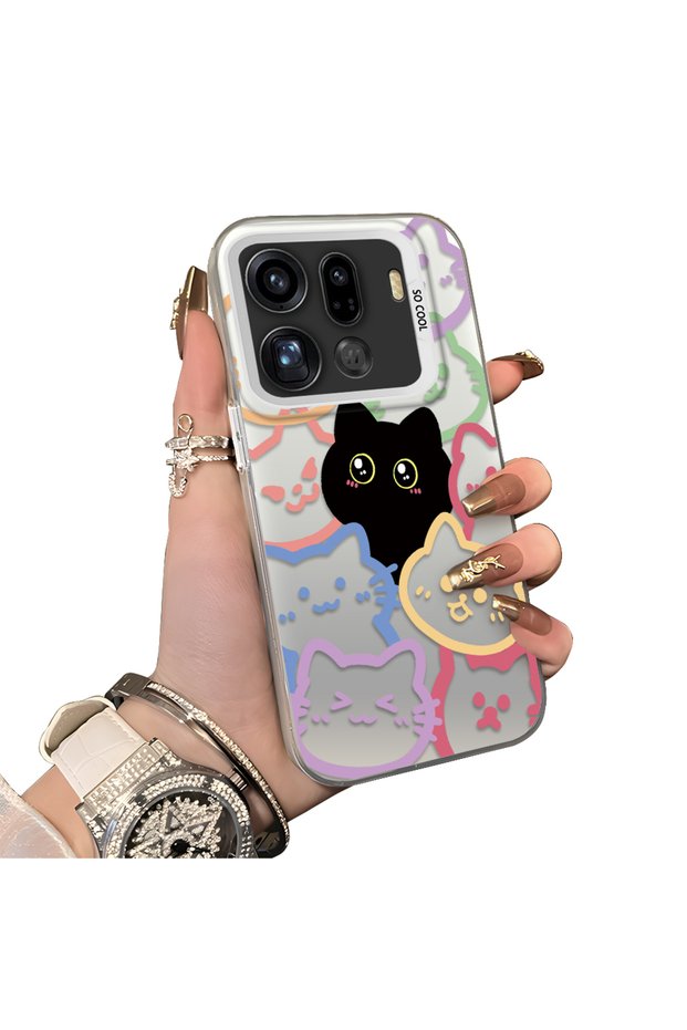 Oppo Find X9 Pro 5g Compatible Colorful Line Cat Figure Phone Case Shock Absorbing Protective Case