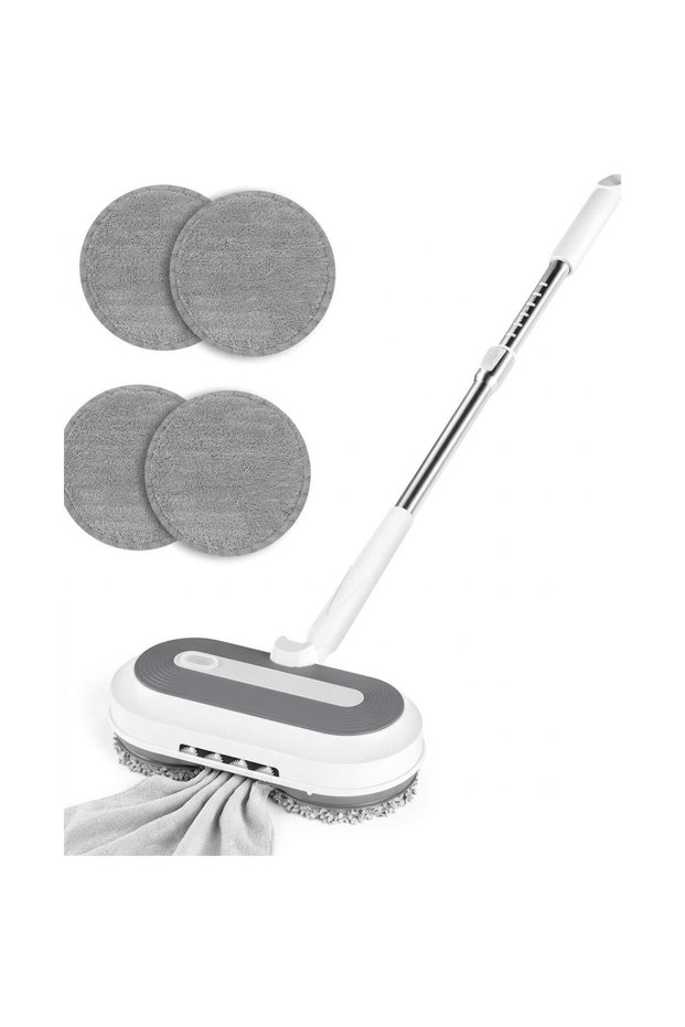 Cordless Water Spray Mop with Dual Rotating Pads, Adjustable Handle and Easy Floor Cleaning System