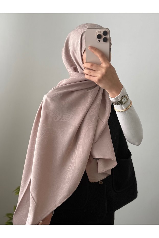 Saray Embroidery Pattern Jacquard Shawl - Mink
