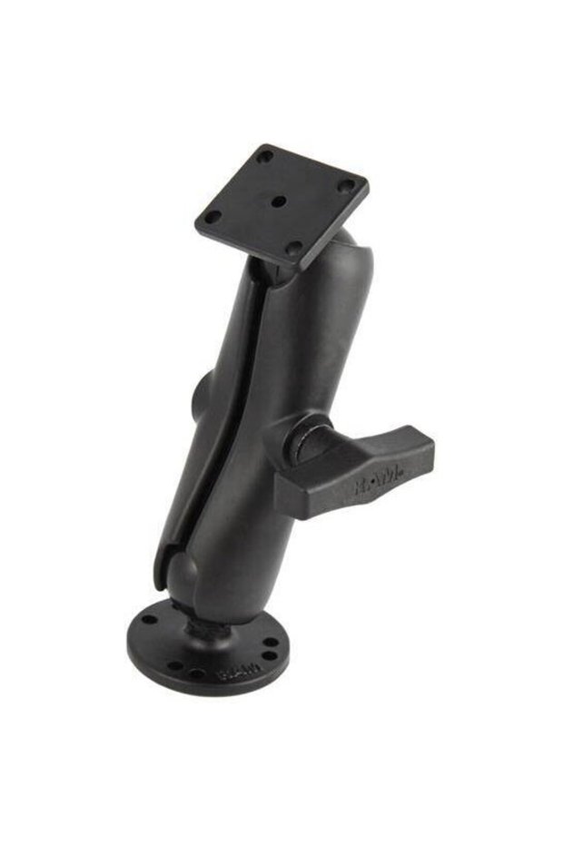 Double support with ram® ball with round and rectangular plate