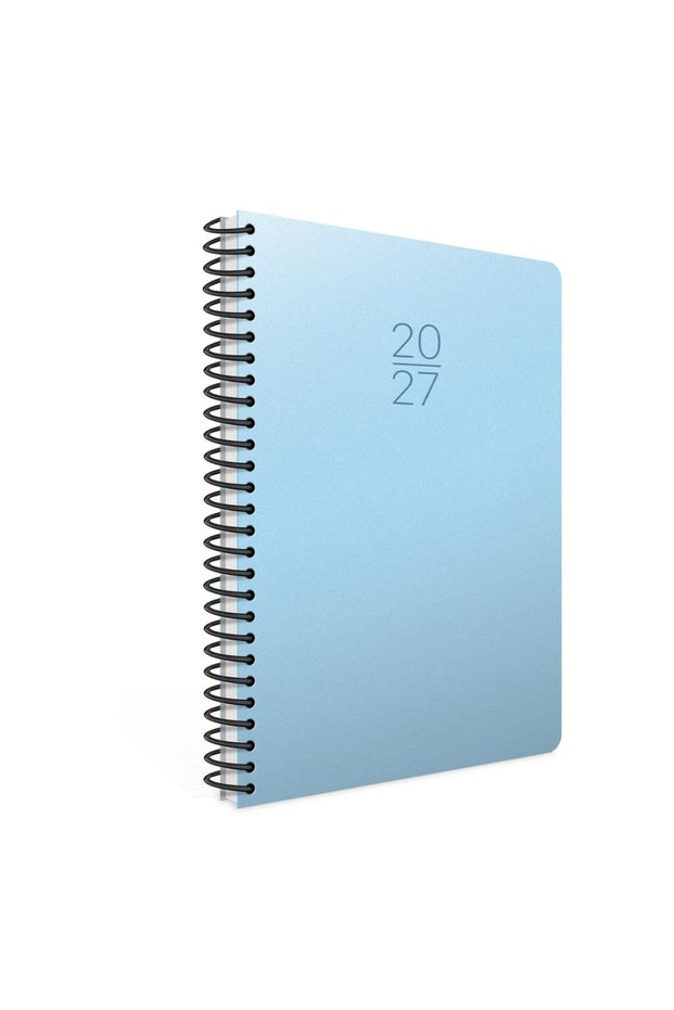 2027 Spiral Daily Agenda Hard Cover 17X24 cm 406-Sek Pastel Blue
