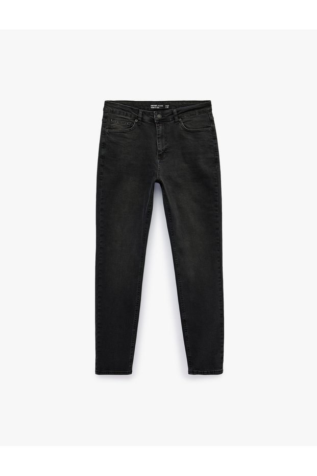 Cotton Regular Waist Five-Pocket Slim Fit Jean Trousers - Slim Fit Jeans
