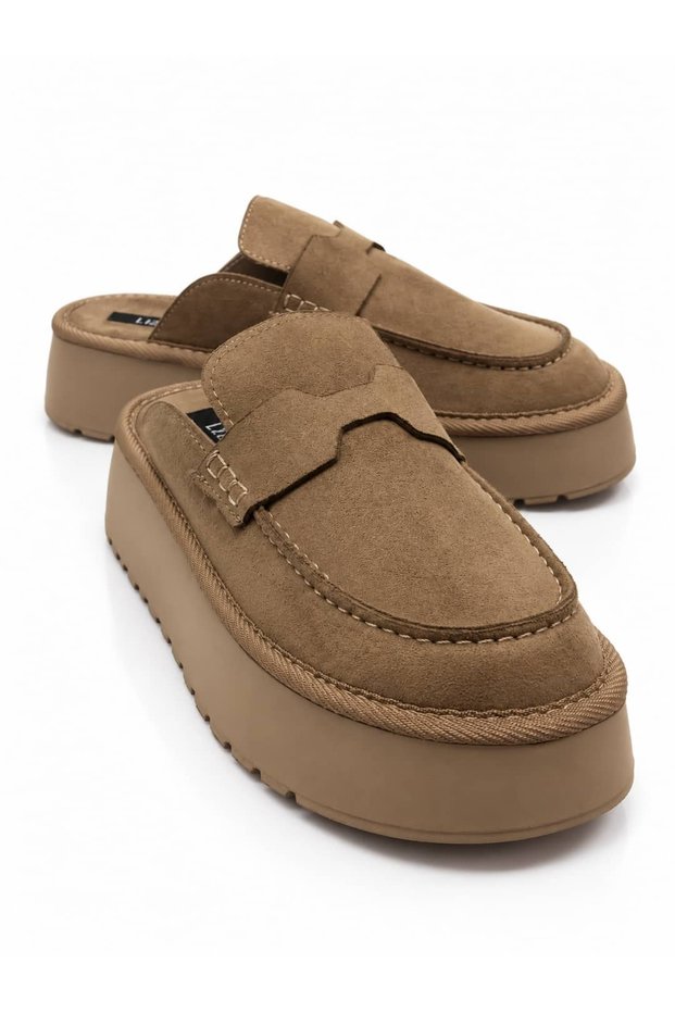 Women's Mink Suede Loafer Slippers 4 cm Thick Sole Without Buckle Daily Comfortable Stylish and Modern Slippers
