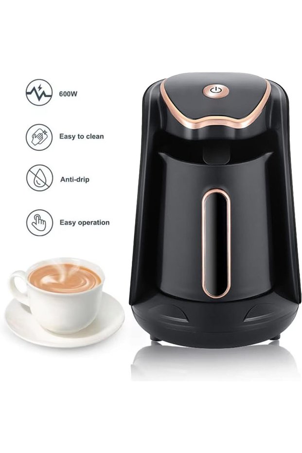 Turkish Coffee Maker 600 watt, Double-sided Coffee pot, 5 cups 250ml capacity, Anti-drip, easy to operate & clean, sound alarm system, Anti-scalding handle, Easy to carry.