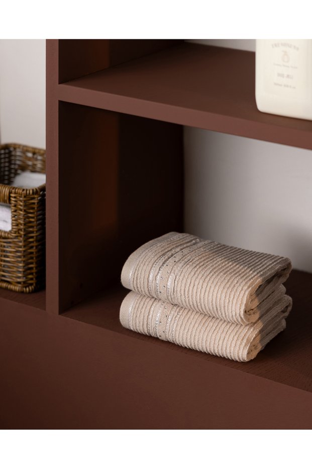 Alice 2-Pack 100% Cotton Hand Towels - Beige - 30X30 cm