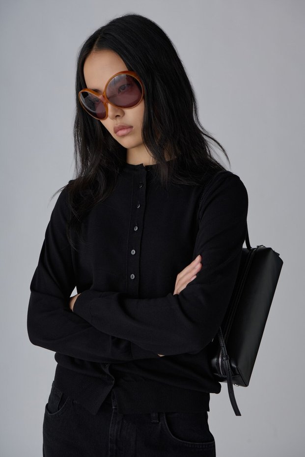 Black Arya Knitwear Cardigan