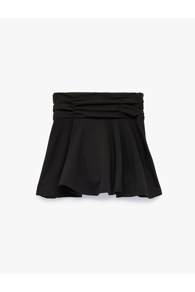 Drawstring Above Knee Regular Fit Pleated Skirt