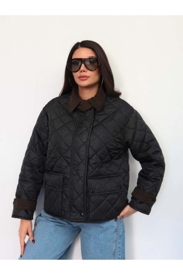Velvet Collar Quilted Coat