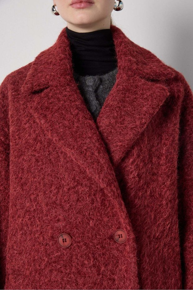 Women's Burgundy Premium Lined Long Coat 32037