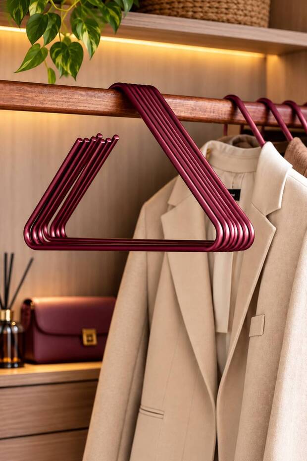 6 Pieces Triangle Clothes Hangers 🍒 Cherry Rot 🍒 Metal Clothes Hanger New Style Hanger Clothes Rack Clothing Hanger Metal Modern Hanger Pants Hanger Closet Organizer Clothing Storage Store Hanger Modern Metal