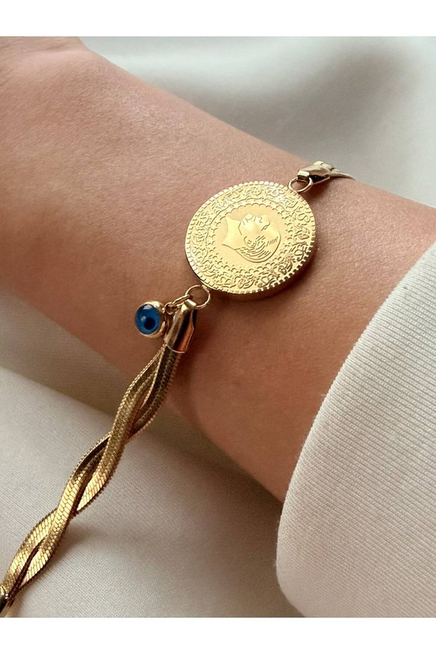 Ata Bracelet Italian Crushed Chain 316L Steel Gold Color
