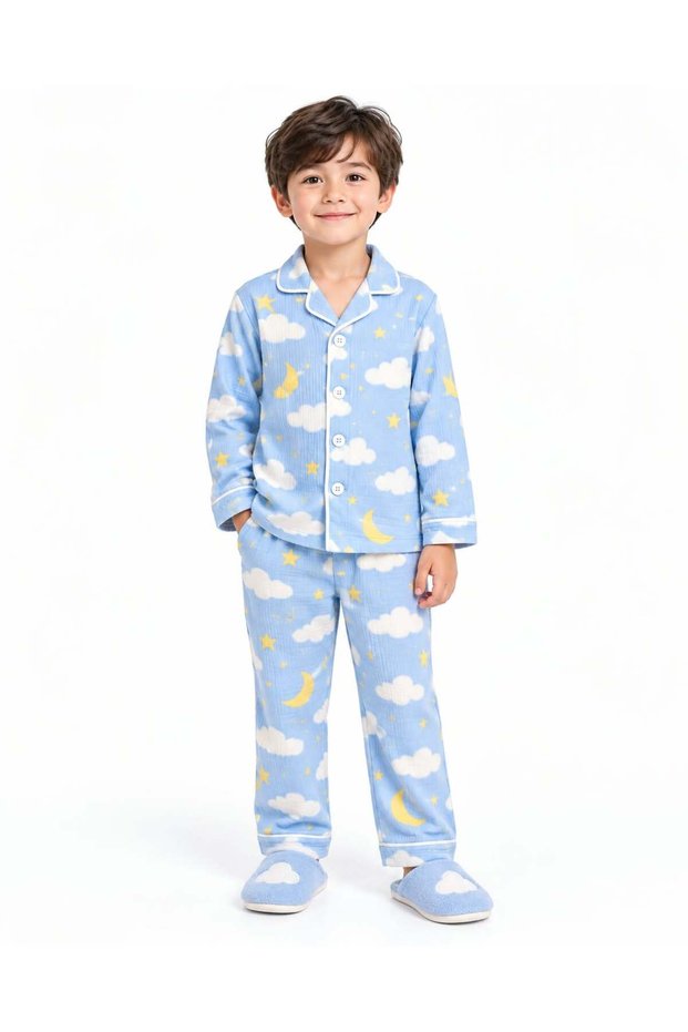 Boy's Cloud Patterned Pajama Set 5093