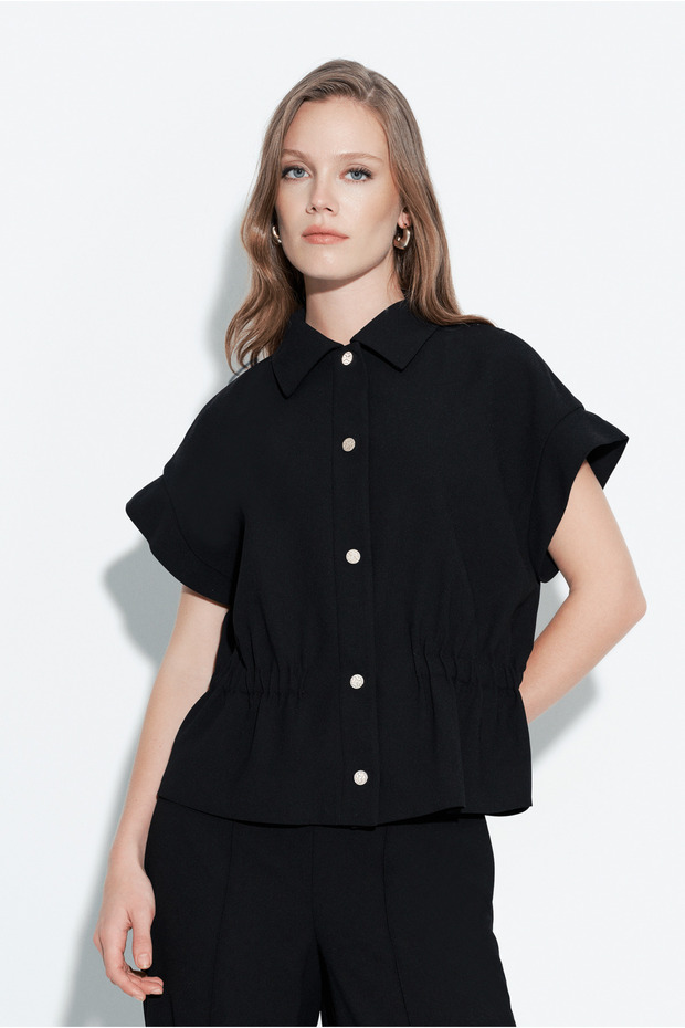 Snap Button Shirt Collar Vest